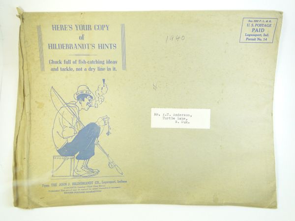 Hildebrandt 1940 Fishing Tackle Sales Catalog in Original Mailer Envelope