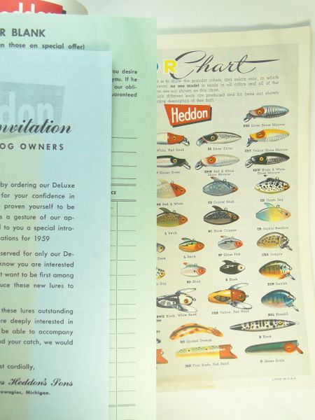 Heddon 1959 Fishing Tackle Sales DELUXE Catalog with Inserts and Order Blank