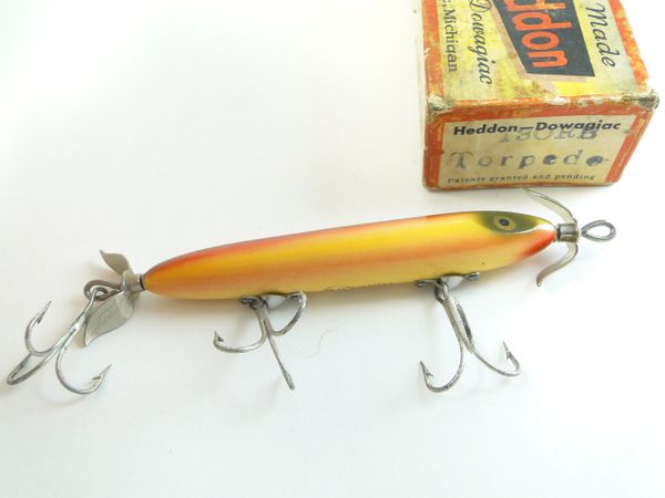 Heddon Dowagiac Torpedo 130 Rainbow Vintage Wood Fishing Lure  Old Antique  & Vintage Wood Fishing Lures Reels Tackle & More