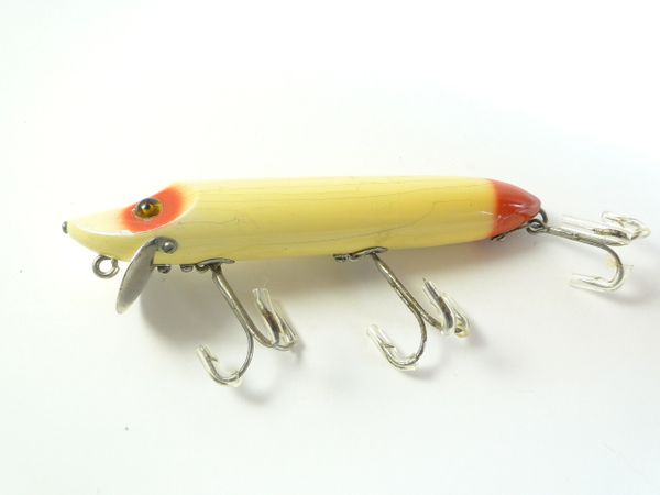 A 5" vintage Heddon Dowagiac Jointed Vamp wood lure #7300RH with the  original box from the 1960s. - Antique Mystique