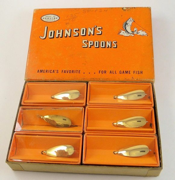 Johnson Silver Minnow GOLD 6 PACK DEALER BOX!!! 1 inch spoons 5 New in Boxes!