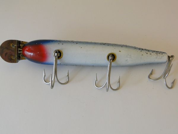 VINTAGE CREEK CHUB Giant Jointed Pikie 834, Blue Flash combo. Very