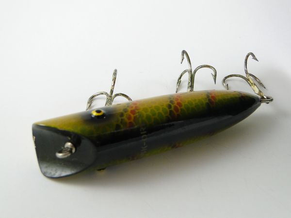 South Bend MUSK Oreno #976 Wood Fishing Lure NICE! Silver Plated Hooks