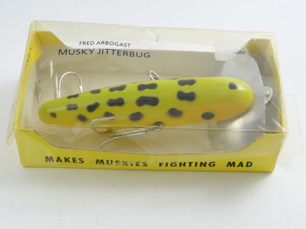 Fred Arbogast MUSKY Jitterbug in FROG Yellow Belly NIB