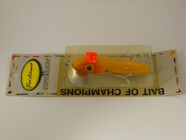 old fishing lures WWII Wooden Jitterbug RARE Gold Scale