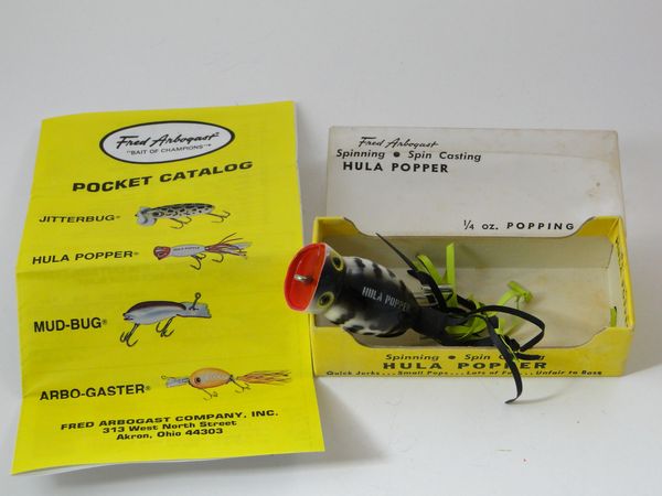 2 VINTAGE FRED Arbogast Fly Rod Hula Popper Fishing Lures $11.99