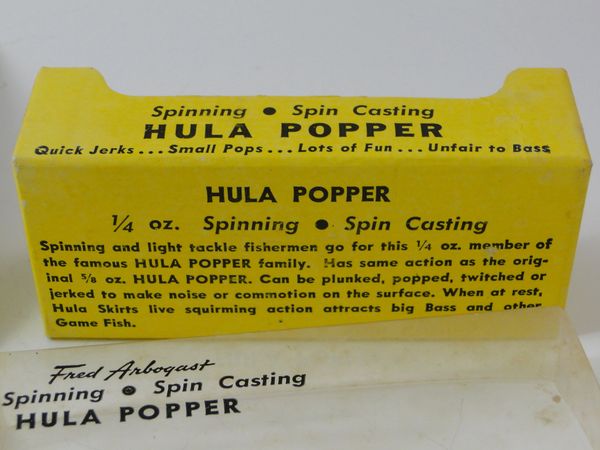 NOS Fred Arbogast Hula Popper in box with papers - antiques - by