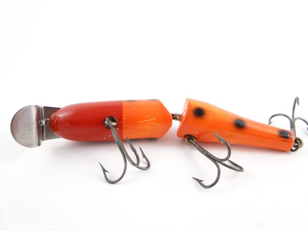 WB171- Vintage lure body restore - 5 PENCIL lure w/Wood Box- orange black