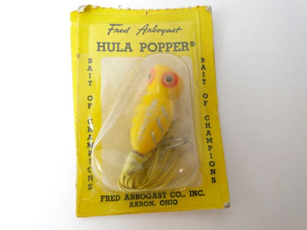 FRED ARBOGAST HULA POPPER LURE 2 BODY FROG YELLOW BELLY COLOR NIP 