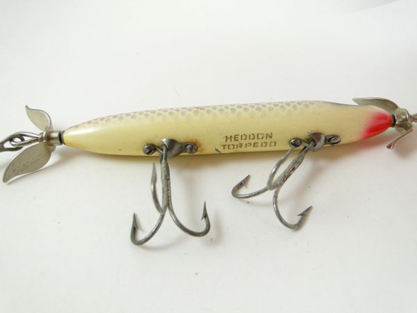 Heddon cup-rigged shiner scale paint model Torpedo with Stanley props - AAA  Auction and Realty