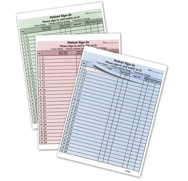 Patient Sign In Forms 125 Sheets 8 1 2 X 11 Carbonless Form Hipaa Compliant