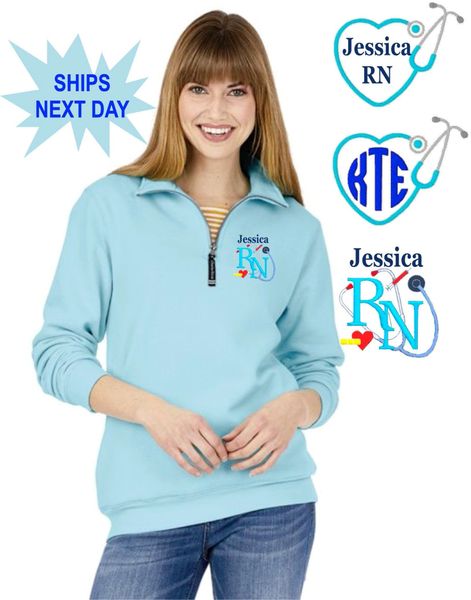 Charles River Fleece Quarter Zip Pullover Monogram Charles 