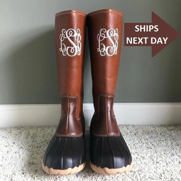 Duck boots with monogram fashion