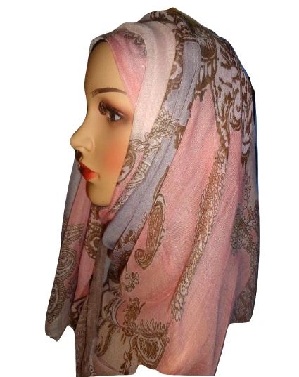 Womens Ladies Pink and Brown Hijab