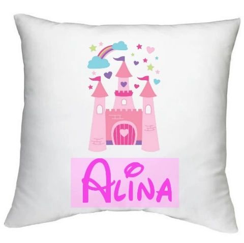 Personalised Name Girls Princess Castle Cushion Muslim Gift