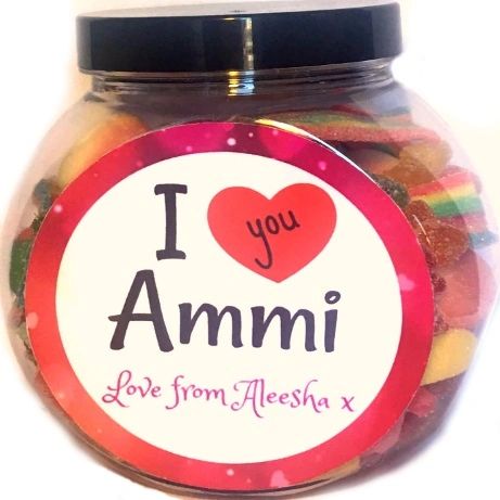 Personalised I Love you Ammi Pick N Mix Halal Sweet Jar Gift