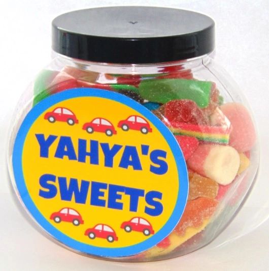 Personalised Cars Boys Pick N Mix Halal Sweet Jar Gift