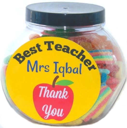 Personalised Thank You Best Teacher Halal Sweet Jar Gift