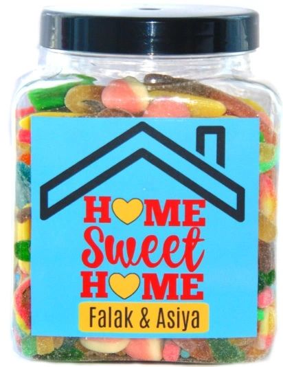 Personalised House Warming Home Sweet Home Sweets Jar Pick N Mix Halal Sweet Jar Gift