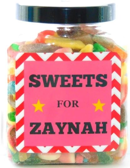 Personalised Girls Large Sweets Jar Pick N Mix Halal Sweet Jar Islamic Gift