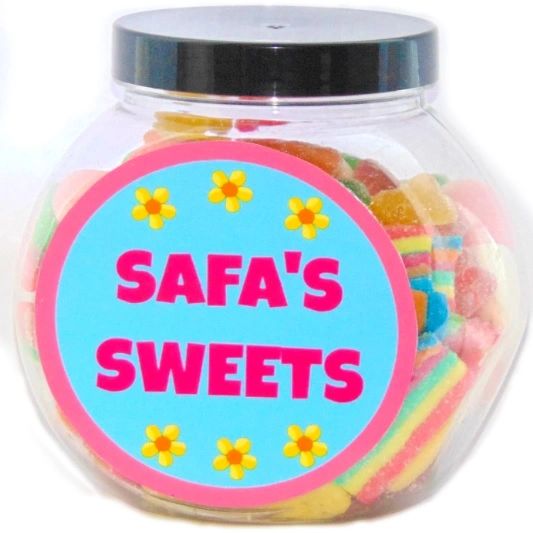 Personalised Girls Flowers Pick N Mix Halal Sweet Jar Gift