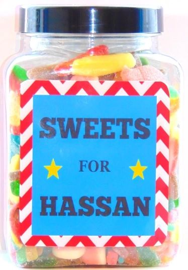 Personalised Boys Large Sweets Jar Pick N Mix Halal Sweet Jar Islamic Gift