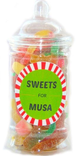 Personalised Sweets Jar Pick N Mix Halal Sweet Jar Boys Gift