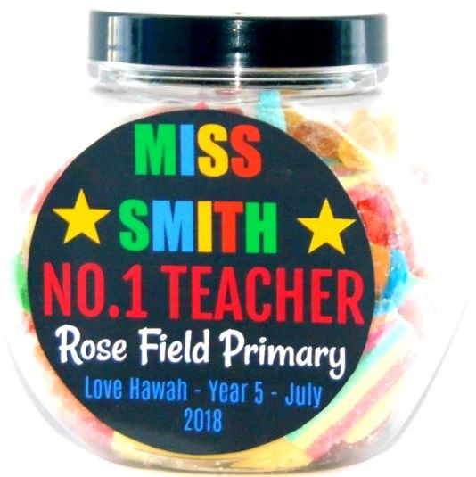 Personalised Best Teacher Sweets Jar Pick N Mix Halal Sweet Jar Gift