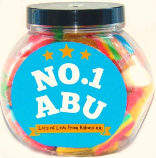 Personalised No.1 Abu Pick N Mix Halal Sweet Jar Gift