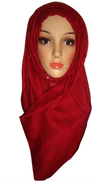 Womens Ladies Maroon Glitter Hijab Maxi Scarf