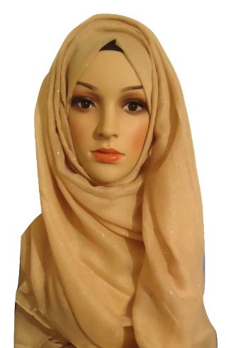 Womens Ladies Beige Glitter Hijab Maxi Scarf