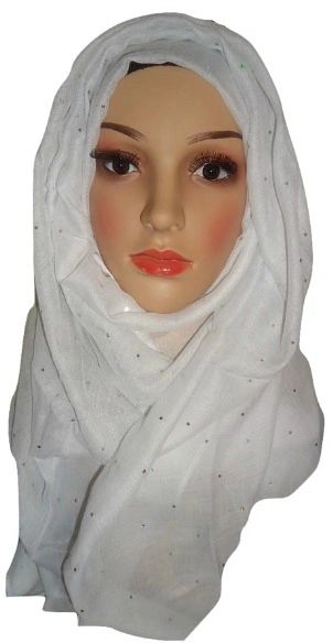 Womens Ladies White Sequin Hijab Maxi Scarf