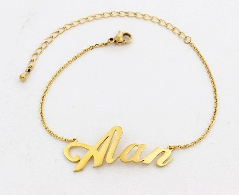 Personalised Name Hand Chain Bracelet Gold Silver