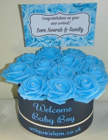 Personalised New Baby Boy Flower Box Gift Aqiqah