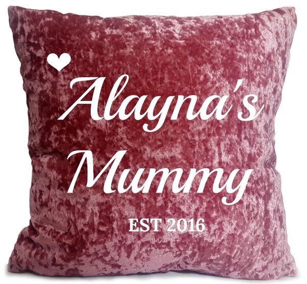 Personalised Velvet Cushion Name Pink Mummy Cushion Muslim Newborn Gift