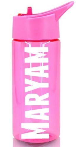 Personalised Name Water Bottle Sports Drinking Girls Pink