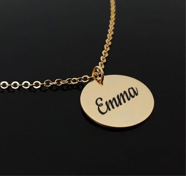 Personalised English Name Round Necklace Gold Silver