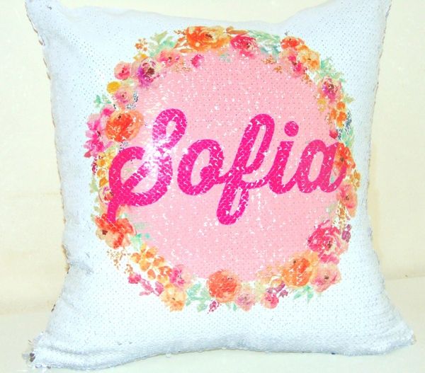 Personalised Name Sequin Magic Reveal Cushion Flower Cushion Muslim Gift