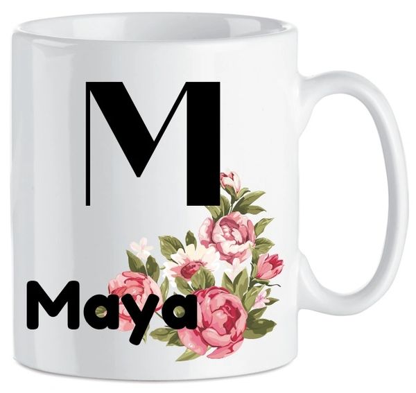 Personalised Name Floral Initial Name Mug Islamic Gift