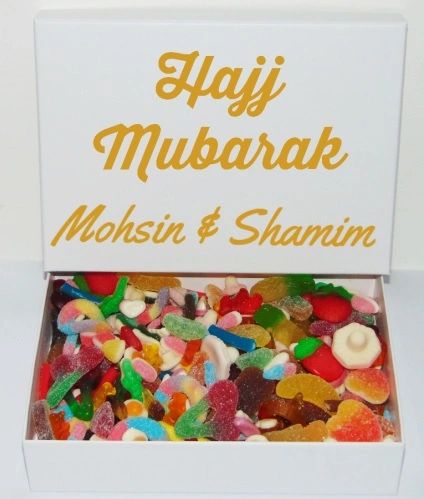 Large Hajj Mubarak 1kg Sweet Gift Box Halal Sweets Box