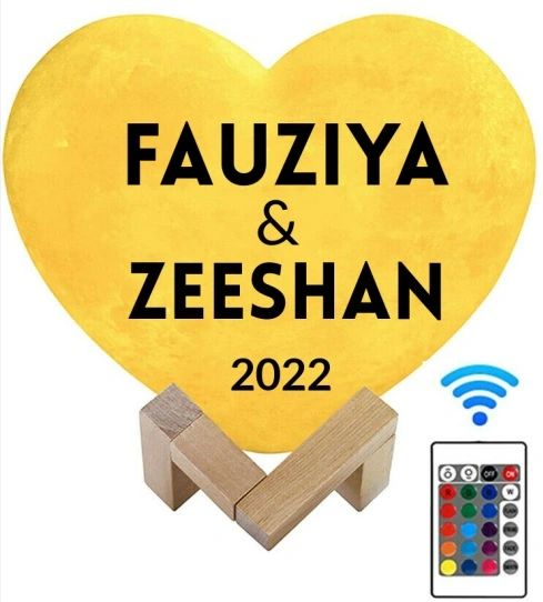 Personalised Name Heart Moon Mood Lamp 3D Arabic Islamic Night Lamp