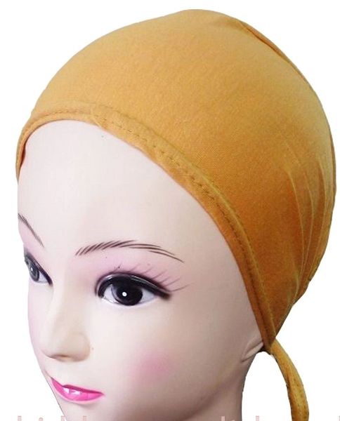 Mustard Hijab Bonnet Cap Plain Tieback Underscarf