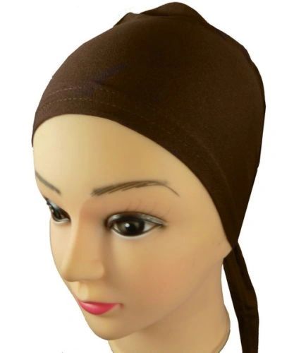 Brown Hijab Bonnet Cap Plain Tieback Underscarf