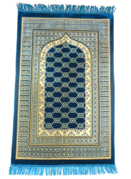 Blue and Gold Islamic Prayer Mat Muslim Salah Prayer Mats Rug | Unique ...