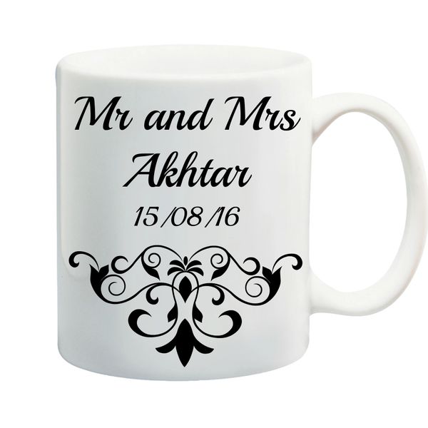 Personalised Mr & Mrs Wedding Mug Set Islamic Gift