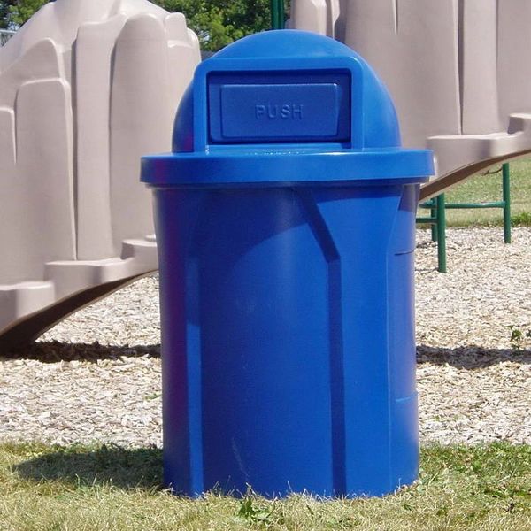 42 gal Round Outdoor Commercial Trash Can, Dome Top Lid, Choose