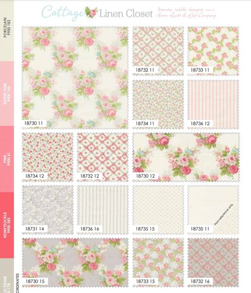 Cottage Linen Closet Charm Pack Brenda Riddle Designs Moda Fabric The