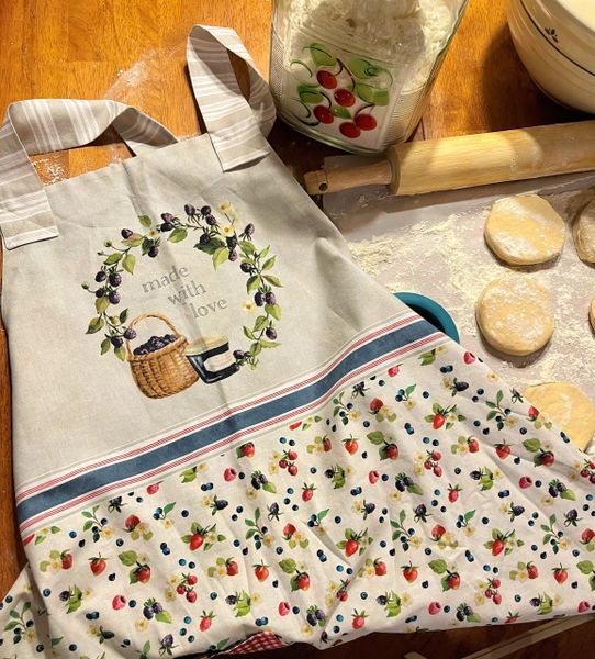 Made With Love Apron Kit Fabric Designed By Silvia Vassileva for The Little Red Hen Quilt Shop