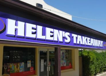 Helen's Takeaway shopfront sign, Lokcington, VIC