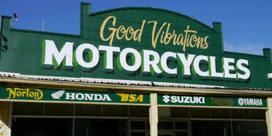 Good Vibrations motorcycle museum hand painted signwriting